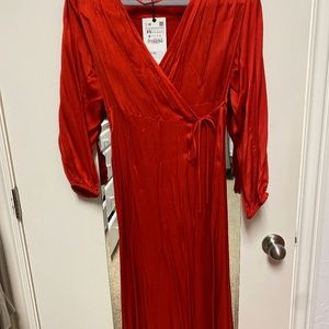 Zara Red midi wrap dress